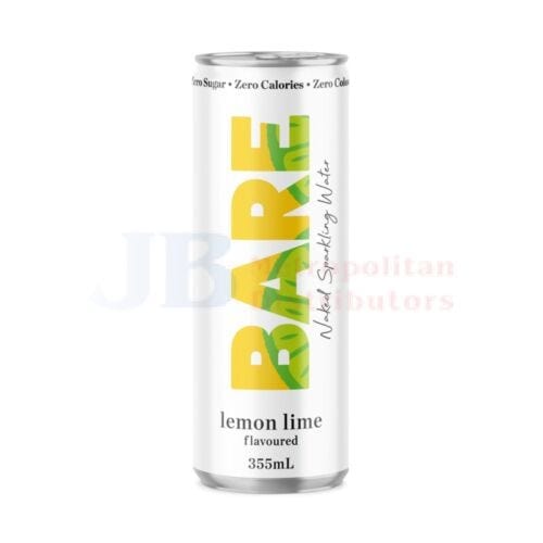 Bare Naked Bare Naked Sparkling Water Lemon Lime 355ml Bare Naked Sparkling Water Lemon Lime 355ml
